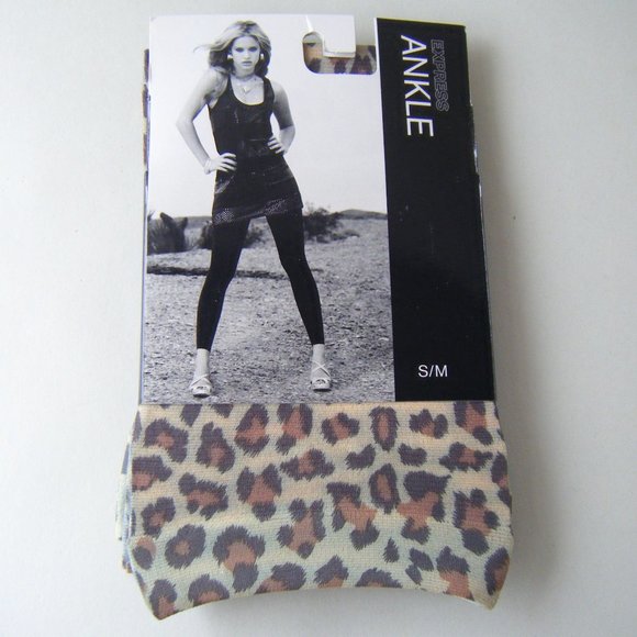 Express Leopard Print Ankle Tights Leggings S/M - Picture 1 of 5